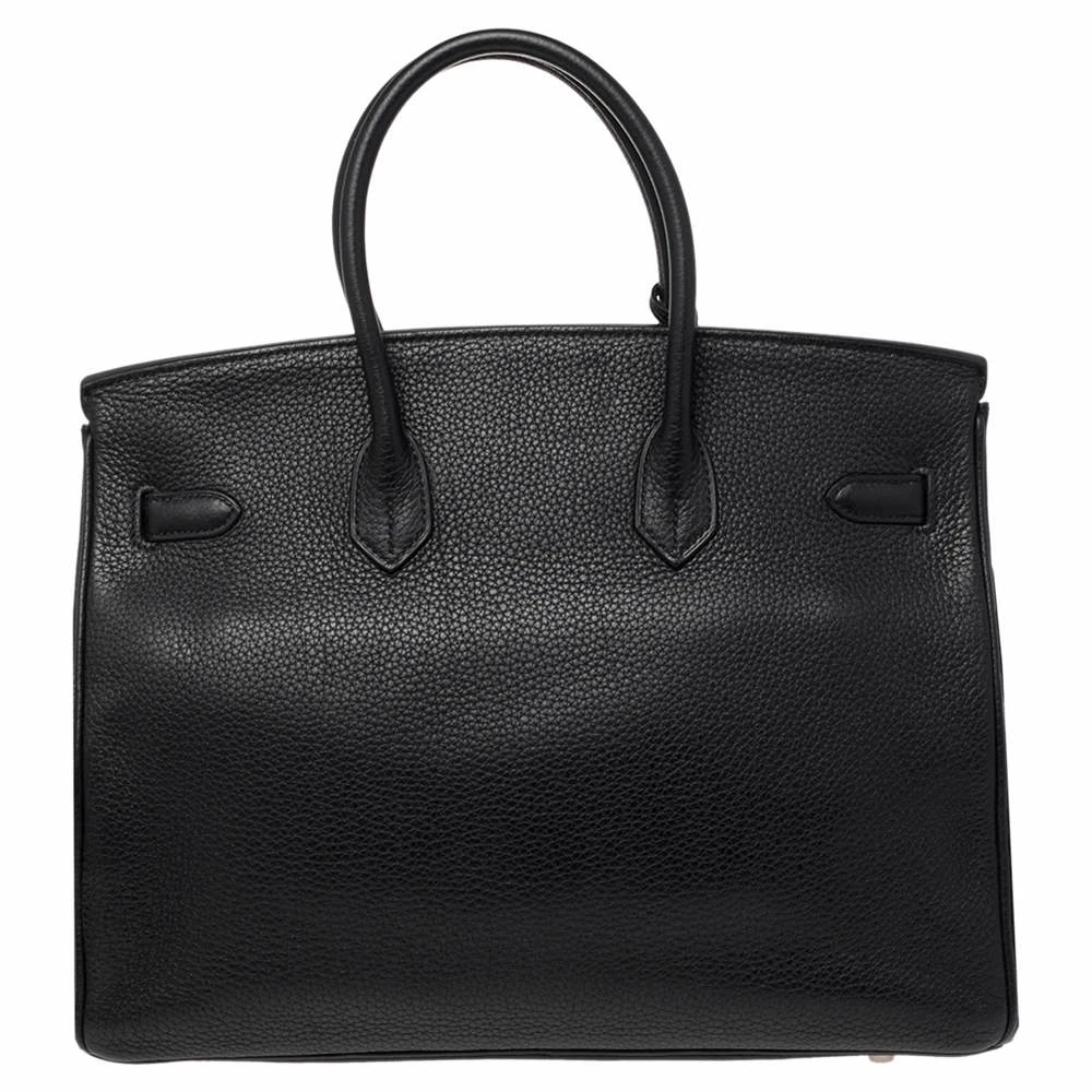 Hermes Noir Togo Leather Palladium Plated Birkin 35 Bag For Women 6 Hermes Noir Togo Leather Palladium Plated Birkin 35 Bag For Women - Image 4