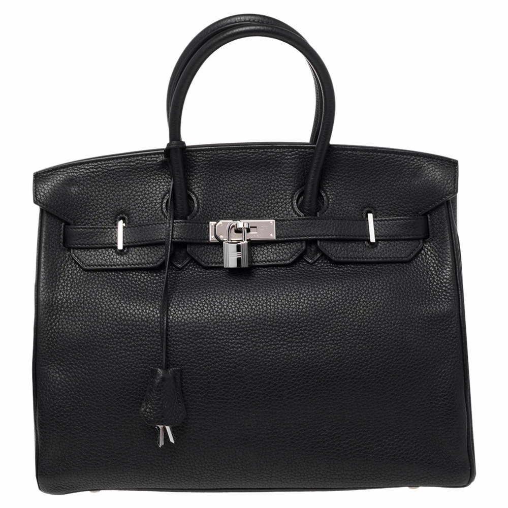Hermes Noir Togo Leather Palladium Plated Birkin 35 Bag For Women 3 Hermes Noir Togo Leather Palladium Plated Birkin 35 Bag For Women