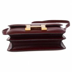 Hermes Hermés Rouge H Veau Monsieur Leather Gold Plated Constance 18 Bag For Women -Deals Hermes Store luxury women hermes used handbags p484994 003