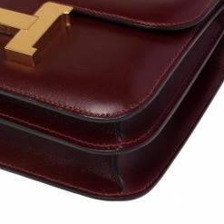 Hermes Hermés Rouge H Veau Monsieur Leather Gold Plated Constance 18 Bag For Women -Deals Hermes Store luxury women hermes used handbags p484994 005