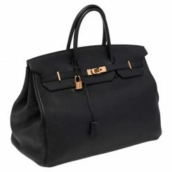 Hermes Noir Fjord Leather Gold Plated Birkin 40 Bag For Women -Deals Hermes Store luxury women hermes used handbags p485304 1629953753 007