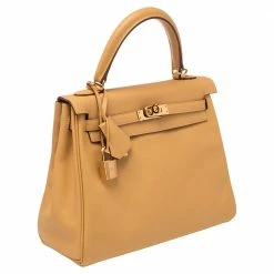 Hermes Curry Swift Leather Gold Plated Kelly Retourne 25 Bag For Women -Deals Hermes Store luxury women hermes used handbags p485307 008