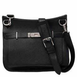 Hermes Black Taurillon Clemence Leather Palladium Plated Jypsiere 34 Bag For Women