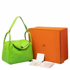 Hermes Apple Green Swift Leather Palladium Plated Lindy 30 Bag For Women -Deals Hermes Store luxury women hermes used handbags p485543 012