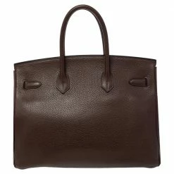 Hermes Cacao Taurillon Clemence Leather Gold Plated Birkin 35 Bag For Women -Deals Hermes Store luxury women hermes used handbags p485952 010