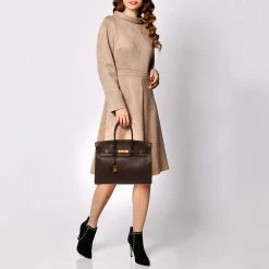Hermes Cacao Taurillon Clemence Leather Gold Plated Birkin 35 Bag For Women -Deals Hermes Store luxury women hermes used handbags p485952 014