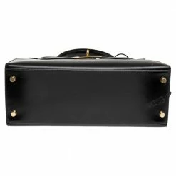 Hermes Black Box Calf Leather Gold Hardware Kelly Sellier 28 Bag For Women -Deals Hermes Store luxury women hermes used handbags p486023 007