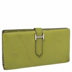 Hermes Apple Green Mysore Leather Bearn Gusset Wallet For Women -Deals Hermes Store luxury women hermes used handbags p487736 004
