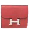Hermes Rose Lipstick Epsom Leather Constance Compact Wallet For Women -Deals Hermes Store luxury women hermes used handbags p487748 002