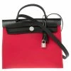 Hermes Rose Extreme/Kaki Canvas And Leather Herbag Zip 31 Bag For Women
