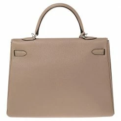 Hermes Gris Tourterelle Togo Leather Palladium Plated Kelly Retourne 35 Bag For Women -Deals Hermes Store luxury women hermes used handbags p488313 010