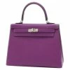 Hermes Purple Epsom Leather Palladium Hardware Kelly 25 Bag For Women