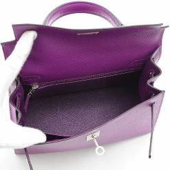 Hermes Purple Epsom Leather Palladium Hardware Kelly 25 Bag For Women -Deals Hermes Store luxury women hermes used handbags p489465 005