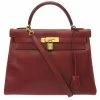 Hermes Red Calf Leather Gold Hardware Kelly 32 Bag For Women -Deals Hermes Store luxury women hermes used handbags p489490 004