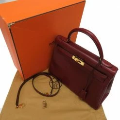 Hermes Red Calf Leather Gold Hardware Kelly 32 Bag For Women -Deals Hermes Store luxury women hermes used handbags p489490 008