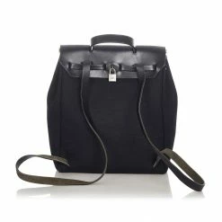 Hermes Black Canvas Fabric Herbag PM Backpack For Women -Deals Hermes Store luxury women hermes used handbags p489905 007
