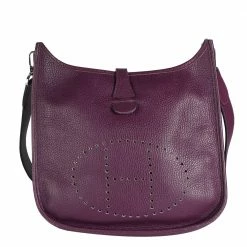 Hermes Purple/Raisin Clemence Leather Evelyne II Shoulder Bag For Women