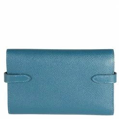 Hermes Blue Epsom Leather Kelly Wallet (2016) For Women -Deals Hermes Store luxury women hermes used handbags p490620 003