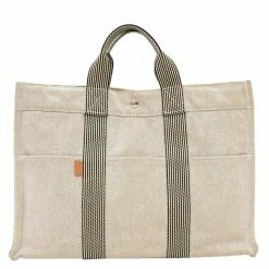 Hermes Natural Toile Canvas Fourre-Tout Tote MM For Women