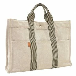 Hermes Natural Toile Canvas Fourre-Tout Tote MM For Women -Deals Hermes Store luxury women hermes used handbags p49145 0003