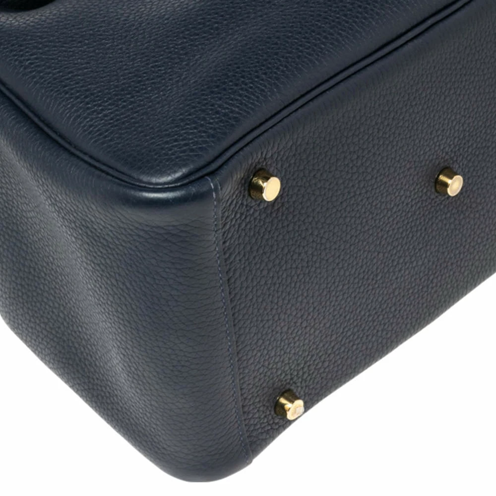 Hermes Blue Nuit Taurillion Clemence Gold Finish Lindy 30 Bag For Women 14 Hermes Blue Nuit Taurillion Clemence Gold Finish Lindy 30 Bag For Women - Image 12