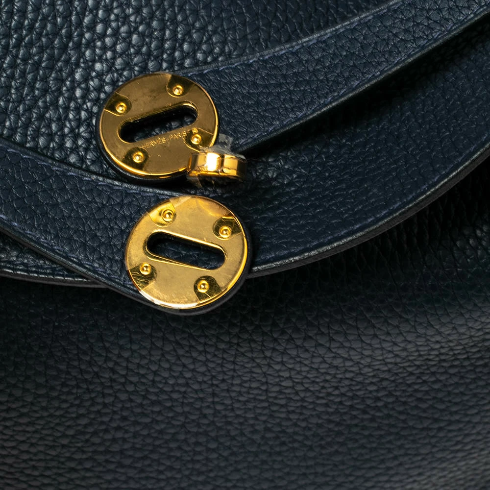 Hermes Blue Nuit Taurillion Clemence Gold Finish Lindy 30 Bag For Women 7 Hermes Blue Nuit Taurillion Clemence Gold Finish Lindy 30 Bag For Women - Image 5