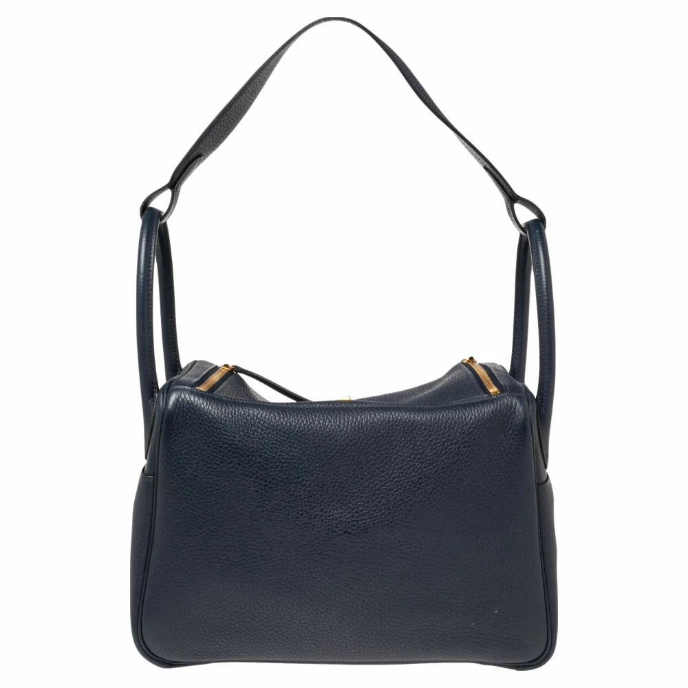 Hermes Blue Nuit Taurillion Clemence Gold Finish Lindy 30 Bag For Women 6 Hermes Blue Nuit Taurillion Clemence Gold Finish Lindy 30 Bag For Women - Image 4