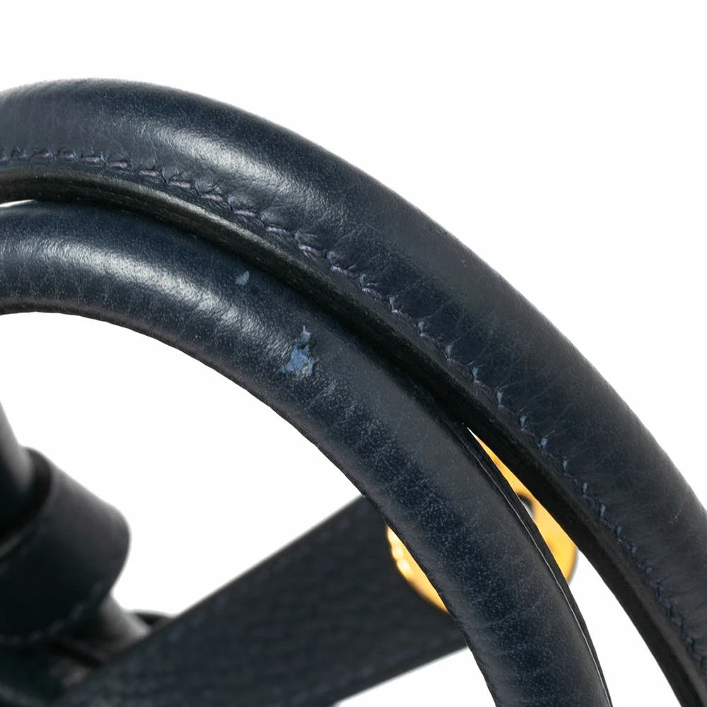 Hermes Blue Nuit Taurillion Clemence Gold Finish Lindy 30 Bag For Women 8 Hermes Blue Nuit Taurillion Clemence Gold Finish Lindy 30 Bag For Women - Image 6