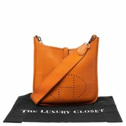 Hermes Orange Togo Leather Evelyne I PM Bag For Women 31 Hermes Orange Togo Leather Evelyne I PM Bag For Women -Deals Hermes Store luxury women hermes used handbags p492393 001