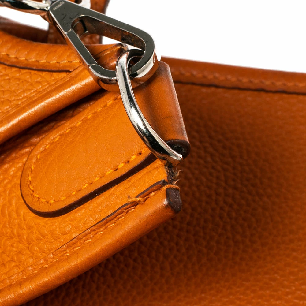 Hermes Orange Togo Leather Evelyne I PM Bag For Women 9 Hermes Orange Togo Leather Evelyne I PM Bag For Women - Image 7