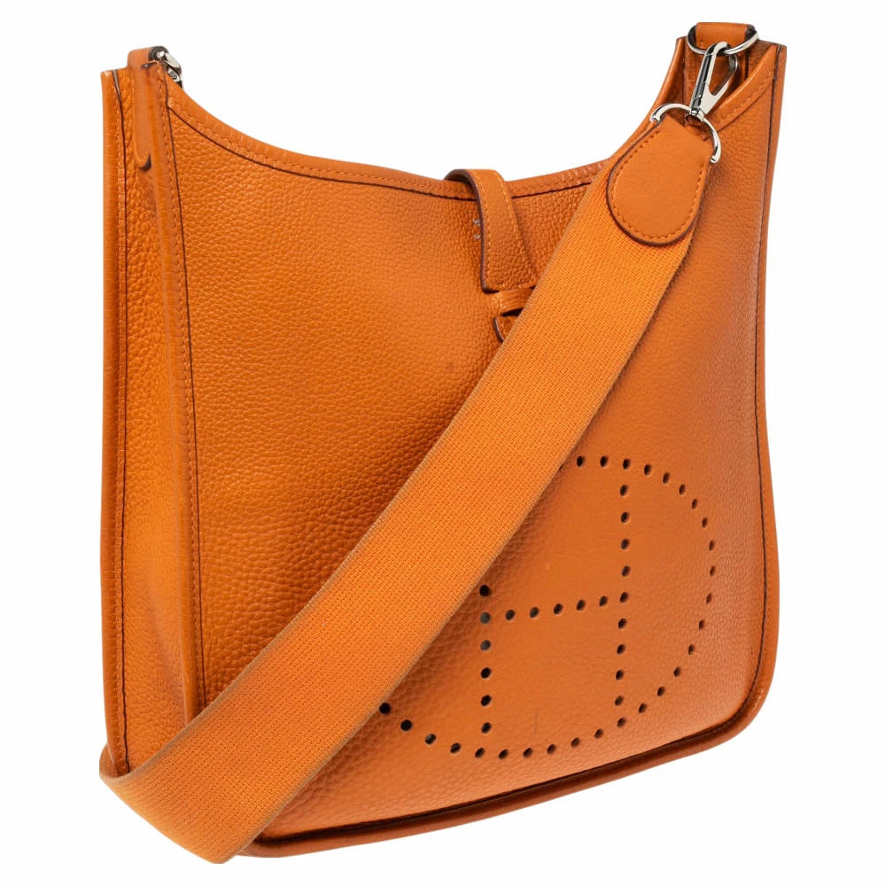 Hermes Orange Togo Leather Evelyne I PM Bag For Women 5 Hermes Orange Togo Leather Evelyne I PM Bag For Women - Image 3