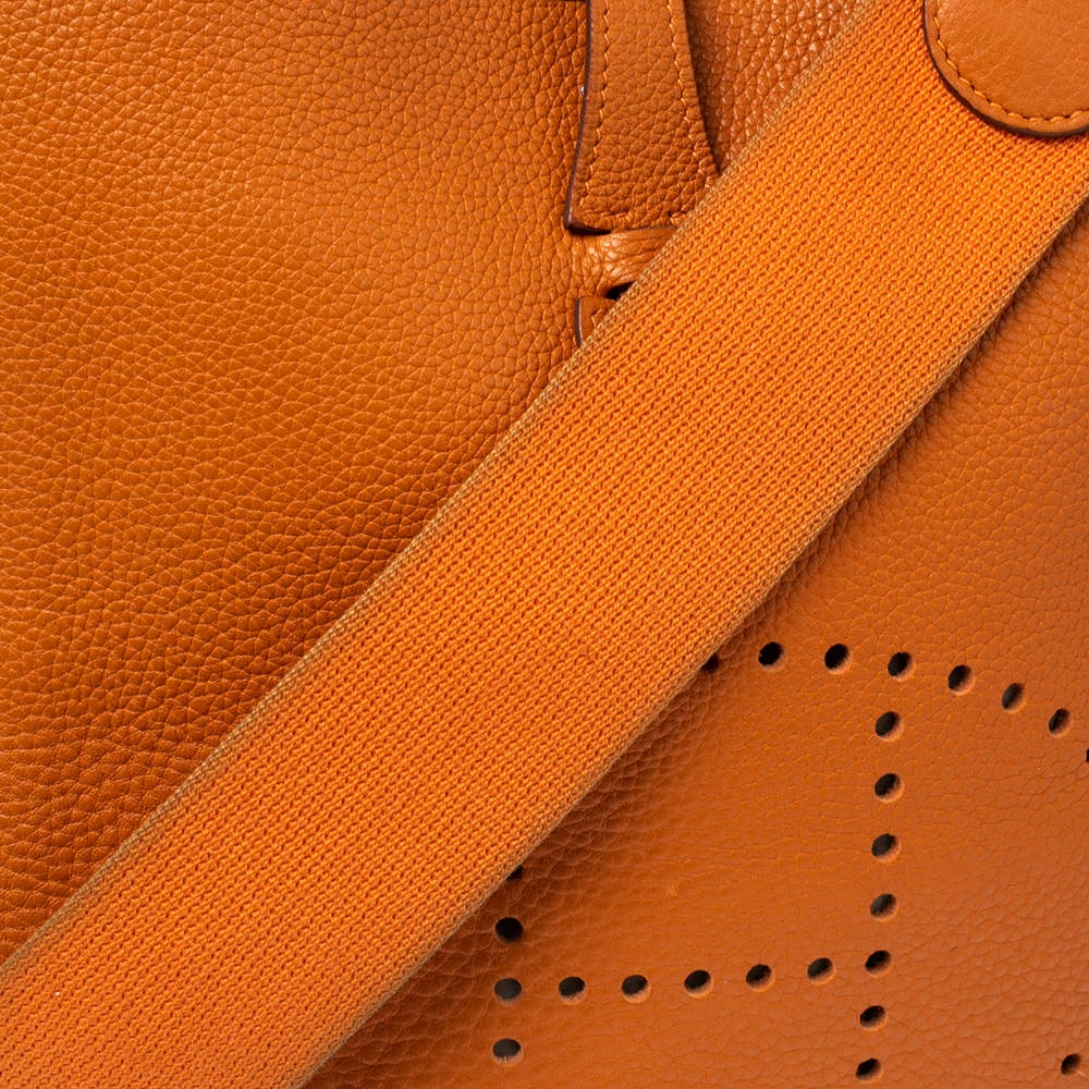 Hermes Orange Togo Leather Evelyne I PM Bag For Women 8 Hermes Orange Togo Leather Evelyne I PM Bag For Women - Image 6