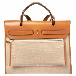 Hermes Natural/Toile Canvas And Leather Herbag Zip 31 Bag For Women -Deals Hermes Store luxury women hermes used handbags p492864 005