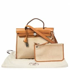 Hermes Natural/Toile Canvas And Leather Herbag Zip 31 Bag For Women -Deals Hermes Store luxury women hermes used handbags p492864 006