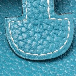 Hermes Bleu Lagon Togo Leather Evelyne III PM Bag For Women -Deals Hermes Store luxury women hermes used handbags p494613 005