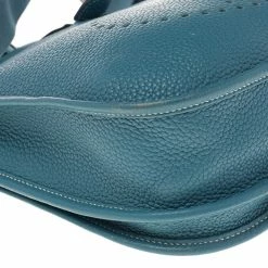 Hermes Bleu Lagon Togo Leather Evelyne III PM Bag For Women -Deals Hermes Store luxury women hermes used handbags p494613 007