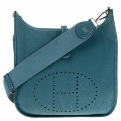 Hermes Bleu Lagon Togo Leather Evelyne III PM Bag For Women