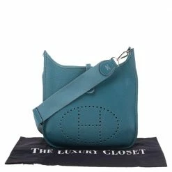 Hermes Bleu Lagon Togo Leather Evelyne III PM Bag For Women -Deals Hermes Store luxury women hermes used handbags p494613 012