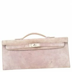 Hermes Glycine Veau Doblis Palladium Finish Kelly Longue Clutch 34 For Women