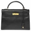 Hermes Black Ardenes Leather Gold Plated Kelly Retourne 32 Bag For Women
