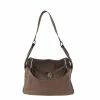 Hermes Brown Clemence Leather Lindy 34 Shoulder Bag For Women