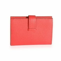 Hermes Pink Epsom Leather Bearn Compact Wallet For Women -Deals Hermes Store luxury women hermes used handbags p496045 001