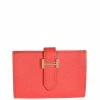 Hermes Pink Epsom Leather Bearn Compact Wallet For Women