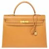 Hermes Naturale Ardenes Leather Gold Plated Kelly Sellier 35 Bag For Women -Deals Hermes Store luxury women hermes used handbags p496586 005