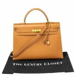 Hermes Naturale Ardenes Leather Gold Plated Kelly Sellier 35 Bag For Women -Deals Hermes Store luxury women hermes used handbags p496586 008