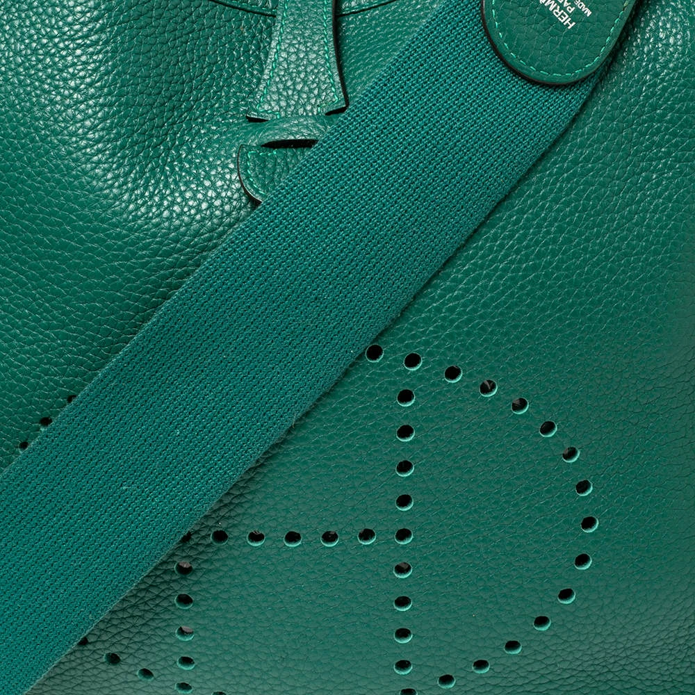 Hermes Menthe Clemence Leather Evelyne III PM Bag For Women 7 Hermes Menthe Clemence Leather Evelyne III PM Bag For Women - Image 5