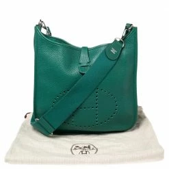 Hermes Menthe Clemence Leather Evelyne III PM Bag For Women 24 Hermes Menthe Clemence Leather Evelyne III PM Bag For Women -Deals Hermes Store luxury women hermes used handbags p496596 008
