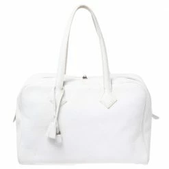 Hermes White Togo Leather Victoria II 35 Bag For Women