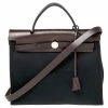 Hermes Black/Cacao Canvas And Leather Herbag Zip 31 Bag For Women