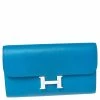 Hermes Mykonos Evercolor Leather Palladium Plated Constance Long Wallet For Women